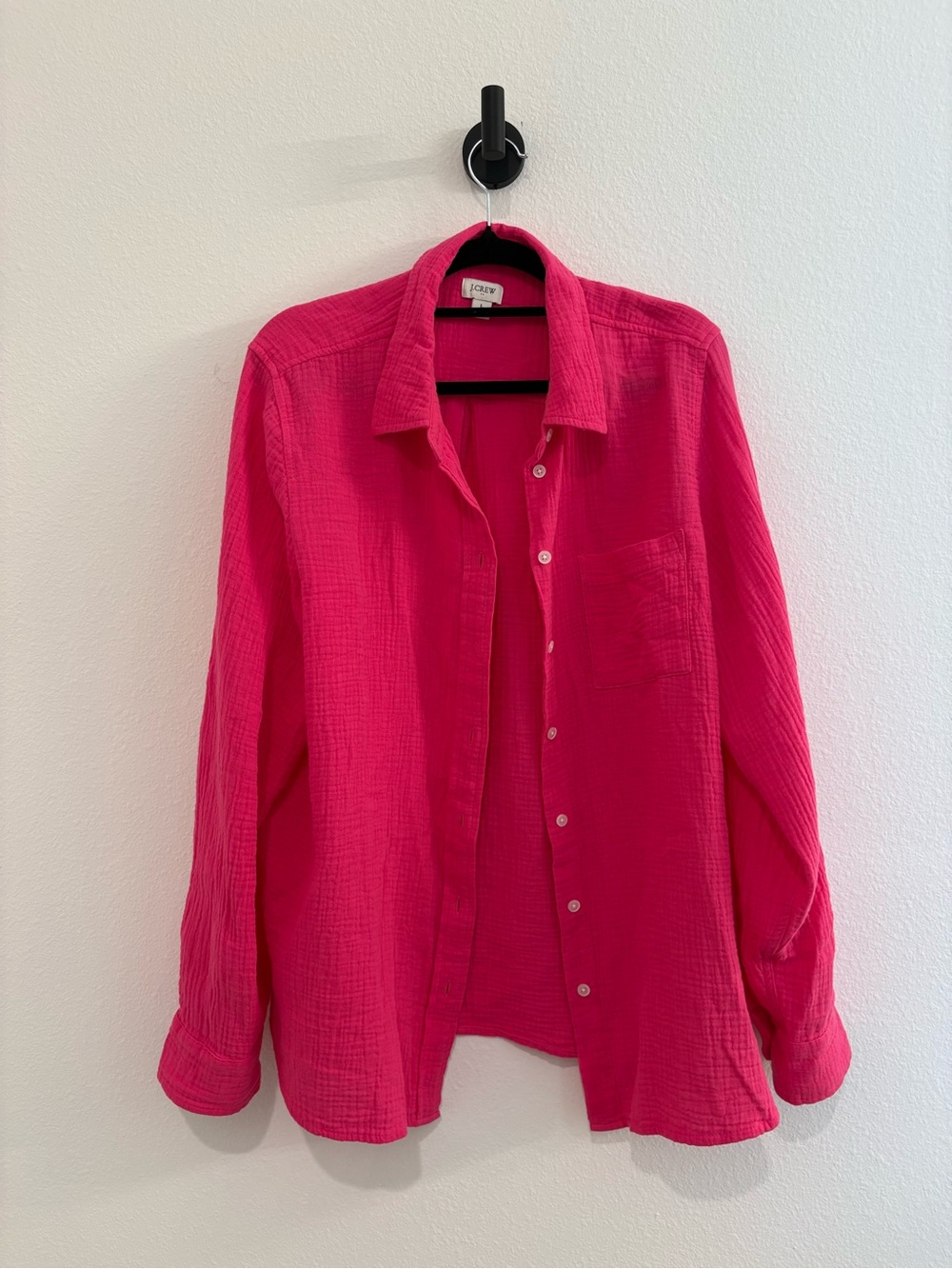 J. Crew Women's L Hot Pink Button-Front Shirt Jacket
